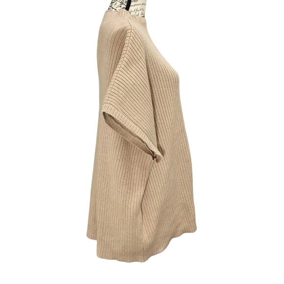 Entro Women's Oversized Cream Rib Knit Chunky Sweater Top Mock Neck Pocket Sz 2X - Picture 7 of 12